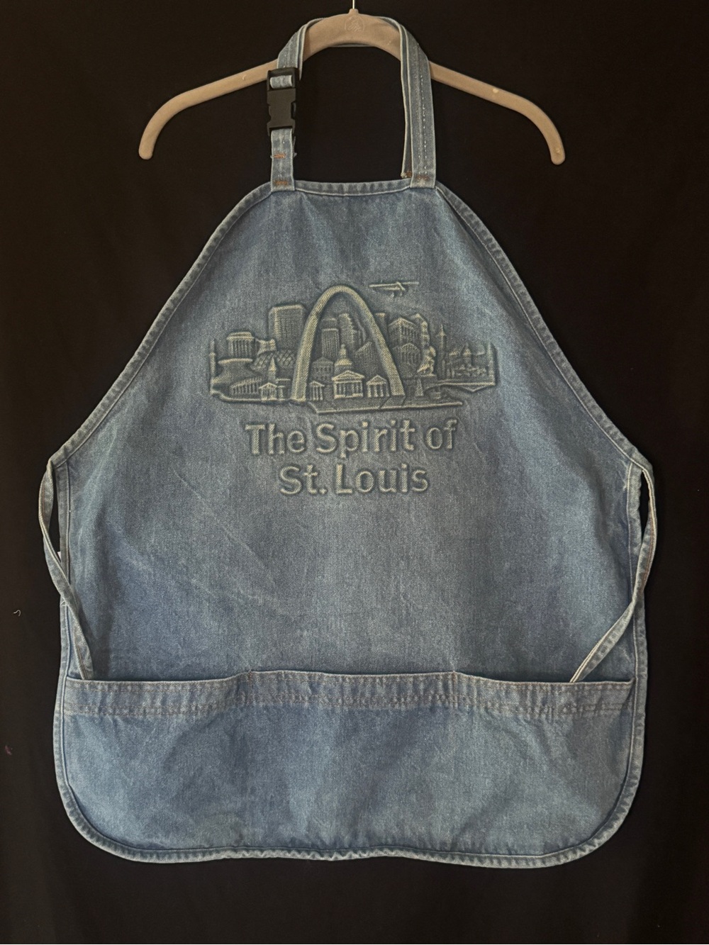 Vintage "The Spirit of St. Louis" Embossed Denim Souvenir Apron